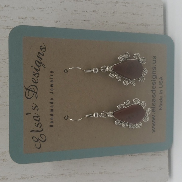 1774- Brown Natural Stone Women's Handmade Earrings NWT - Picture 1 of 5